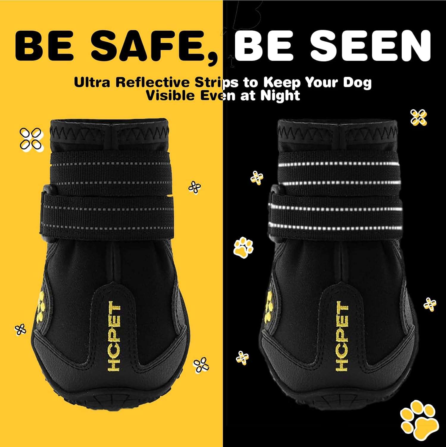 Hcpet Dog Shoes, Dog Boots for Small Dogs, Waterproof Medium Dog Booties Paw Protector for Summer Hot Pavement, Winter Snowy Day, Outdoor Walking, Indoor Hardfloors Anti Slip Sole Black Size 1 - 6