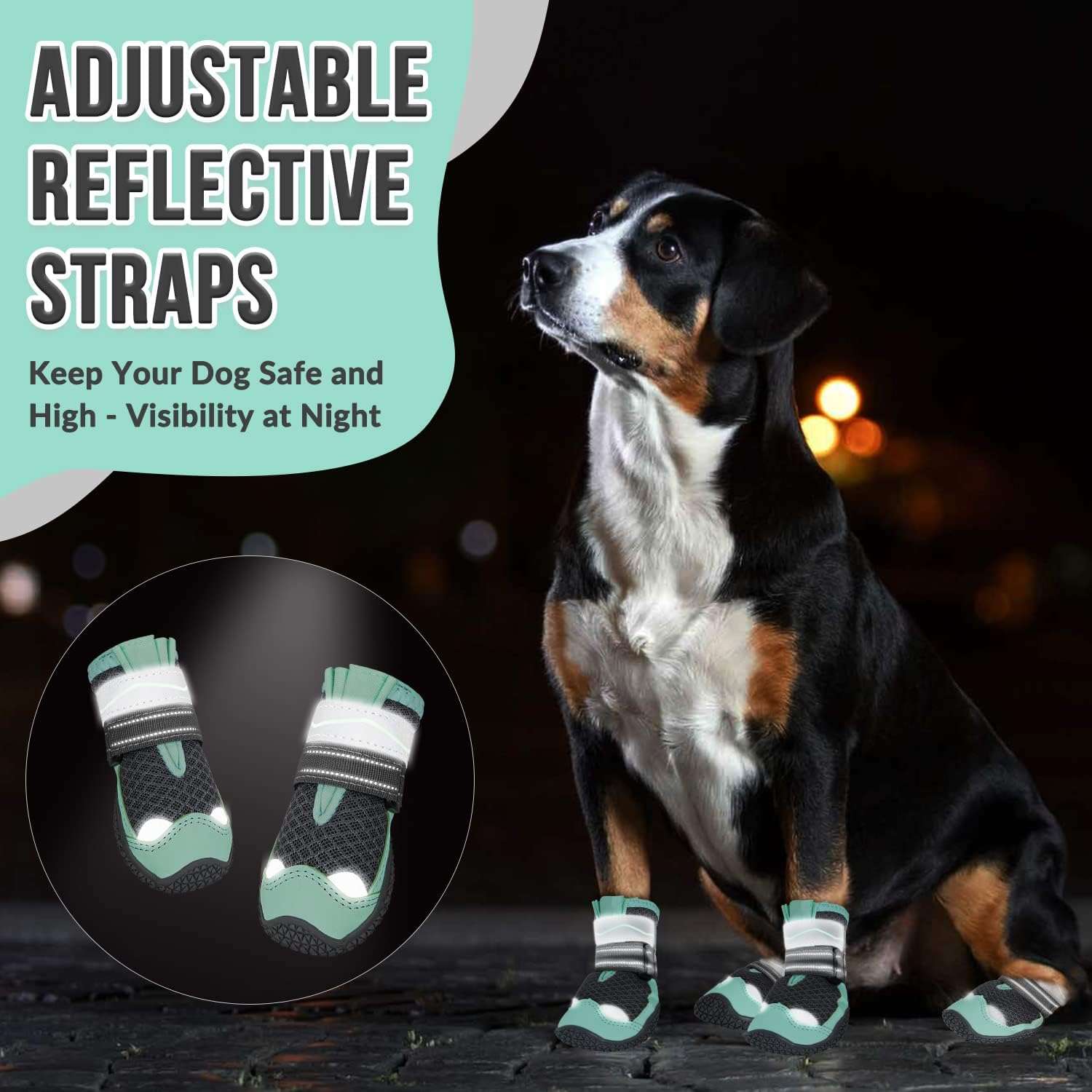 SlowTon Dog Shoes for Large Small Medium Dogs - Breathable Dog Boots for Summer Hot Pavement, Paw Protector for Outdoor Walking Winter Snow, Anti-Slip Rubber Dog Booties for Hard Floor - 7