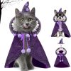KOUPA Pet Halloween Costume with Hat, Dog Clothes Cosplay Wizard Cloak for Small Puppy Kitten Animal, Shiny Cat Outfit Suit for Party Holiday Christmas, Purple - 1