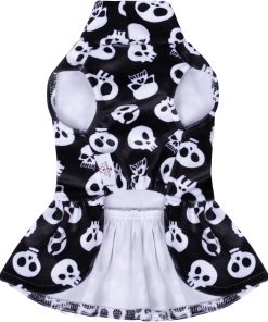 CuteBone Turtleneck Dog Velvet Dress Halloween Puppy Skirt Costume Pet Clothes Cat Apparel with Bow Hair Rope for Small Dogs CVD11XS - 5