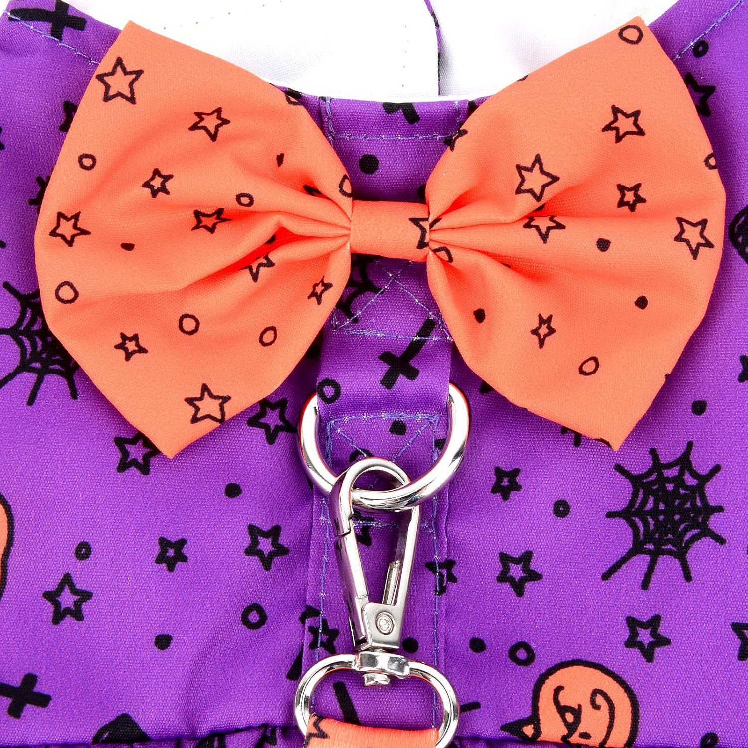 SMALLLEE_LUCKY_STORE Dog Harness Dress with Leash Set,Puppy Bow Princess Dress for Small Medium Dog Cat Girls Puppy Dress with D-Ring Female Dog Clothes Summer Pet Apparel,Purple Halloween,S - 7