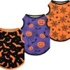 Vehomy 3-Pack Halloween Dog Clothes Dog Halloween Shirts Tank Tops with Bat Spider Net Pumpkin Patterns Pet Halloween Costumes Puppy Shirt Vest for Small Medium Dogs XS - 1