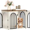 26.8'' Wooden Dog Crate Furniture, Indoor Dog Kennel Dogs Cage for Small Dogs, Heavy Duty Dog Crates Decorative Pet House End Side Table TV Stand, White Brown DFC85514B - 1
