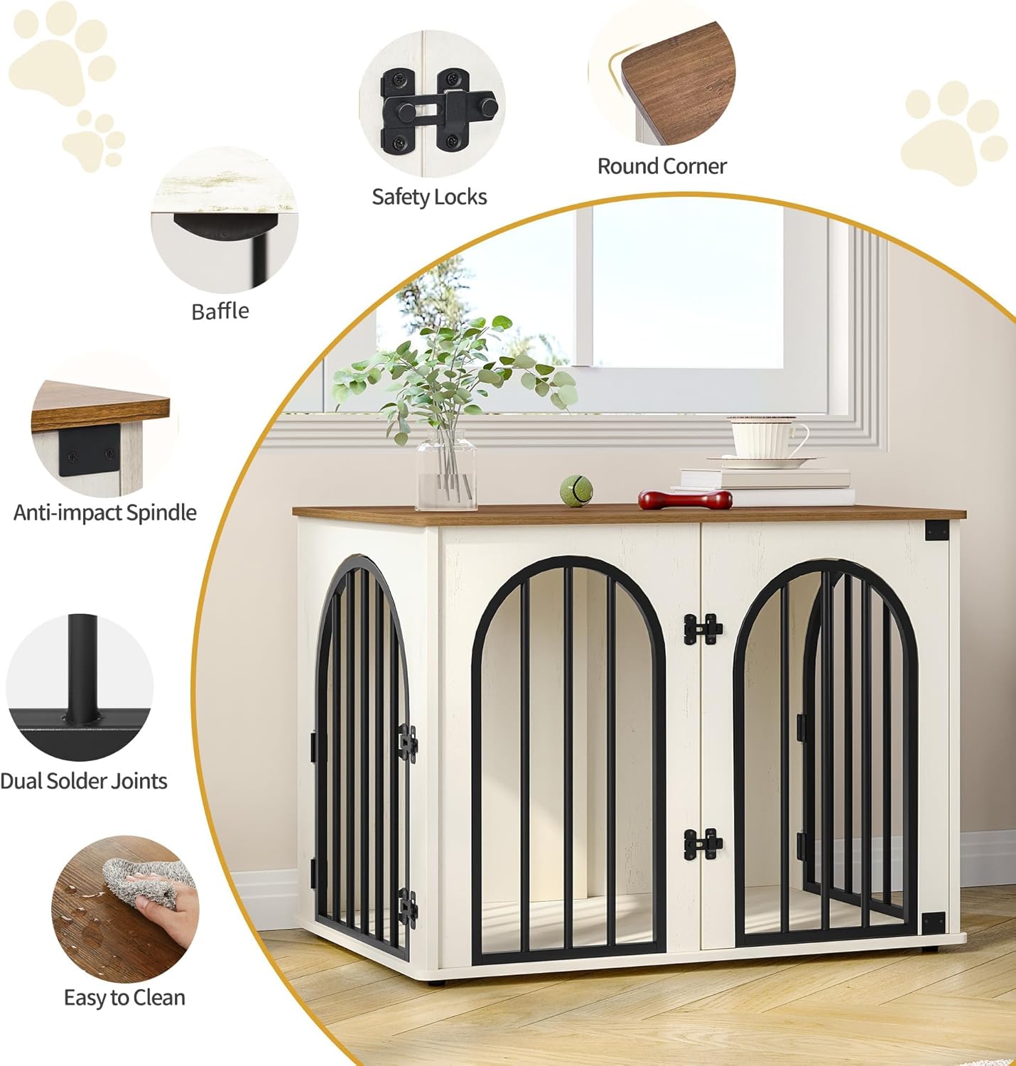 View of 26.8'' Wooden Dog Crate Furniture, Indoor Dog Kennel Dogs Cage