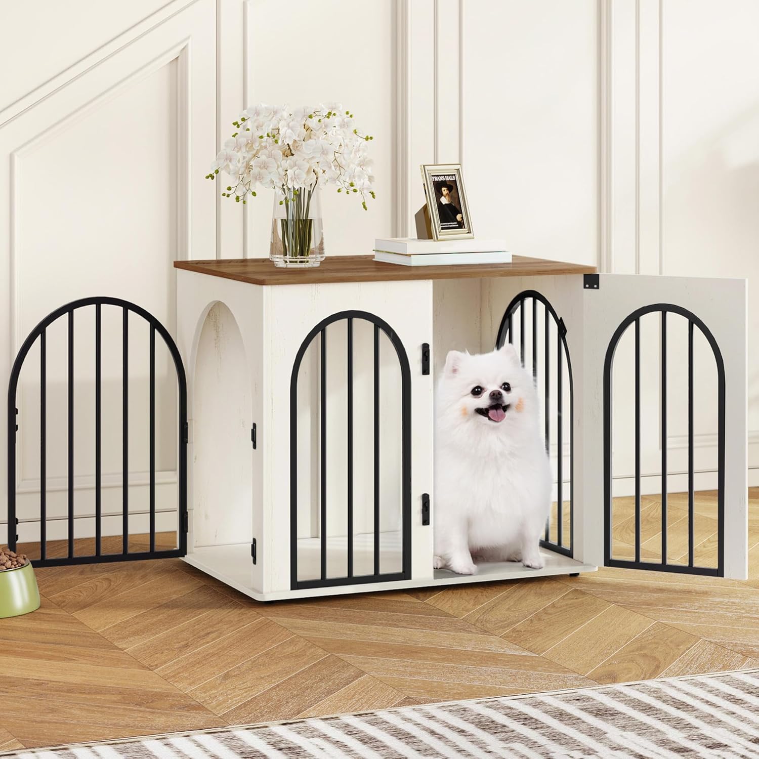 Image showcasing 26.8'' Wooden Dog Crate Furniture, Indoor Dog Kennel Dogs Cage