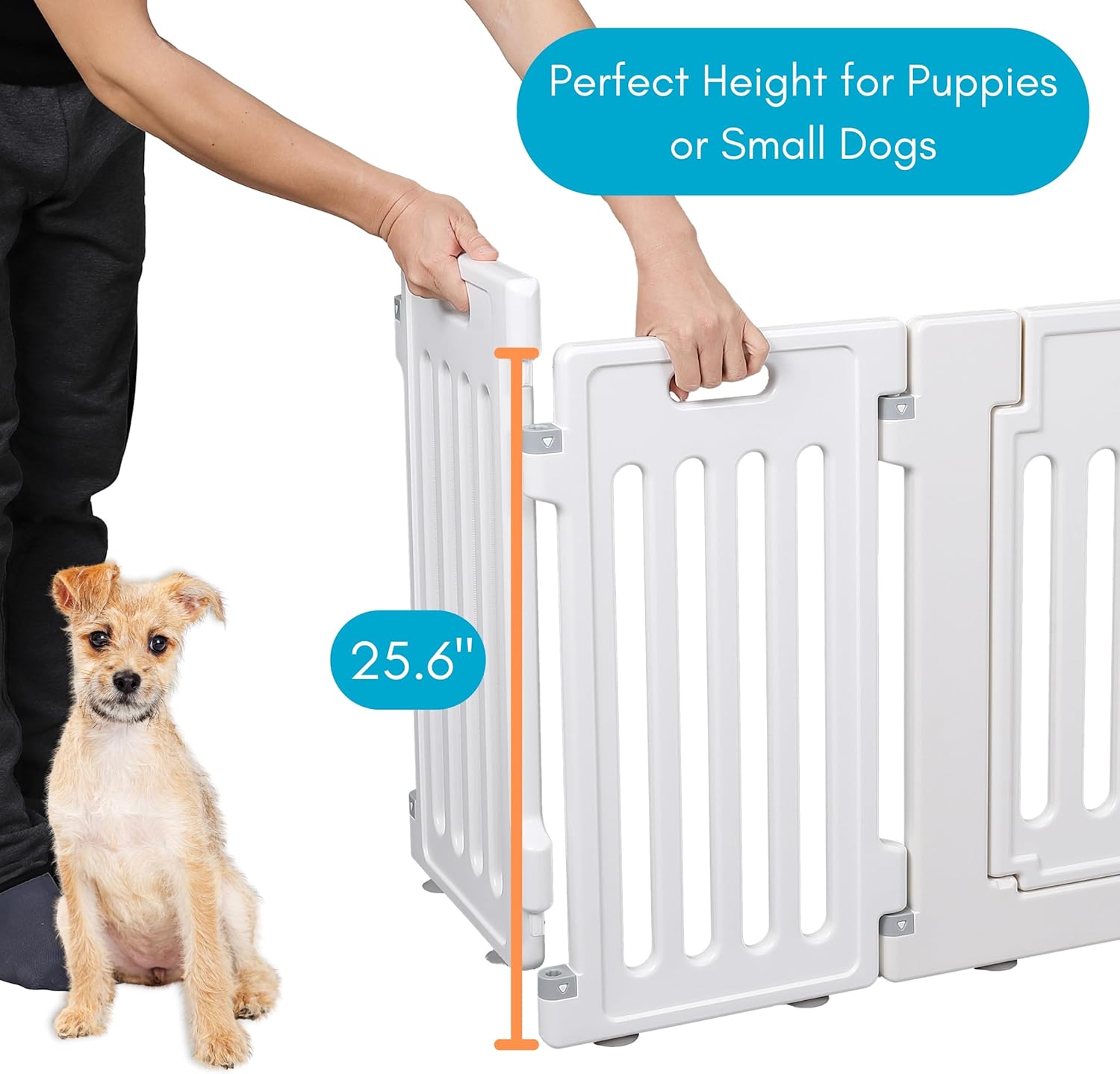 BIRDROCK HOME Pet Playpen with Door - 12 Panel - Strong Plastic - Puppy Safety Fence Pen Playpen - Non-Slip and Secure Dog Gate - White - 5