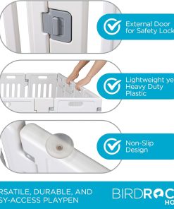 BIRDROCK HOME Pet Playpen with Door - 12 Panel - Strong Plastic - Puppy Safety Fence Pen Playpen - Non-Slip and Secure Dog Gate - White - 6