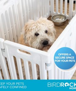 BIRDROCK HOME Pet Playpen with Door - 12 Panel - Strong Plastic - Puppy Safety Fence Pen Playpen - Non-Slip and Secure Dog Gate - White - 7