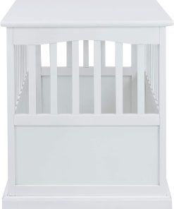 Casual Home Wooden Decorative Indoor Kennel Dog Crate End Table Night Stand Furniture with Lockable Gate for Medium Pets Up to 25 Pounds, White - 9