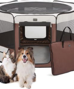 DONORO Dog Playpen Portable Pet Play Pens for Small Dog-Cat-Rabbit-Chicks, Cat Playpen Indoor-Outdoor with Carring Case, Removable Zipper Top and Bottom - 1