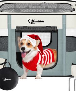 Dog Cat Playpen, Pet Puppy Portable Playpens for Outdoor Travel Crate, Indoor After Surgery Use, Foldable Dog Kennel Tent for Rabbit or Small Animals and Tent Stakes - 1