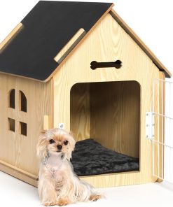 Dog House Indoor for Small Dogs or Cats, Cozy Wooden Design, Small Indoor Bed House, with Air Vents and Elevated Floor Warm Dog Cave - 1
