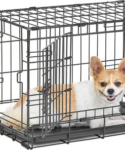 MidWest Homes for Pets XS LifeStages Double Door 22-Inch Folding Dog Crate, Enhanced Security, Includes Leak-Proof Pan, Divider Panel, Handle, Rubber Feet - 1