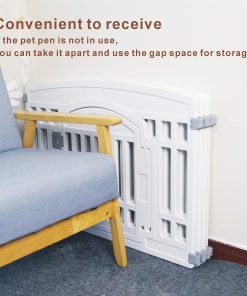 Pet Playpen Gate for Dogs Heavy Plastic Puppy Exercise Pen Small Pets Fence Puppies Folding Cage 4 Panels for Puppies and Small Dogs House White - 7