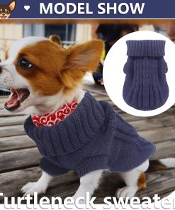 2 Pack Dog Sweaters for Small Dogs, Chihuahua Yorkie Sweater, Dog Clothes Winter Warm Pullover Sweaters, Pet Cat Clothing Cold Weather Puppy Clothes Outfits - 2