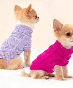 2 Pieces Chihuahua Clothes Small Dog Sweater, Spring Winter Cute Knitwear Turtleneck Thick Warm Clothes for Yorkie Cat Extra Small Dog Clothes - 2