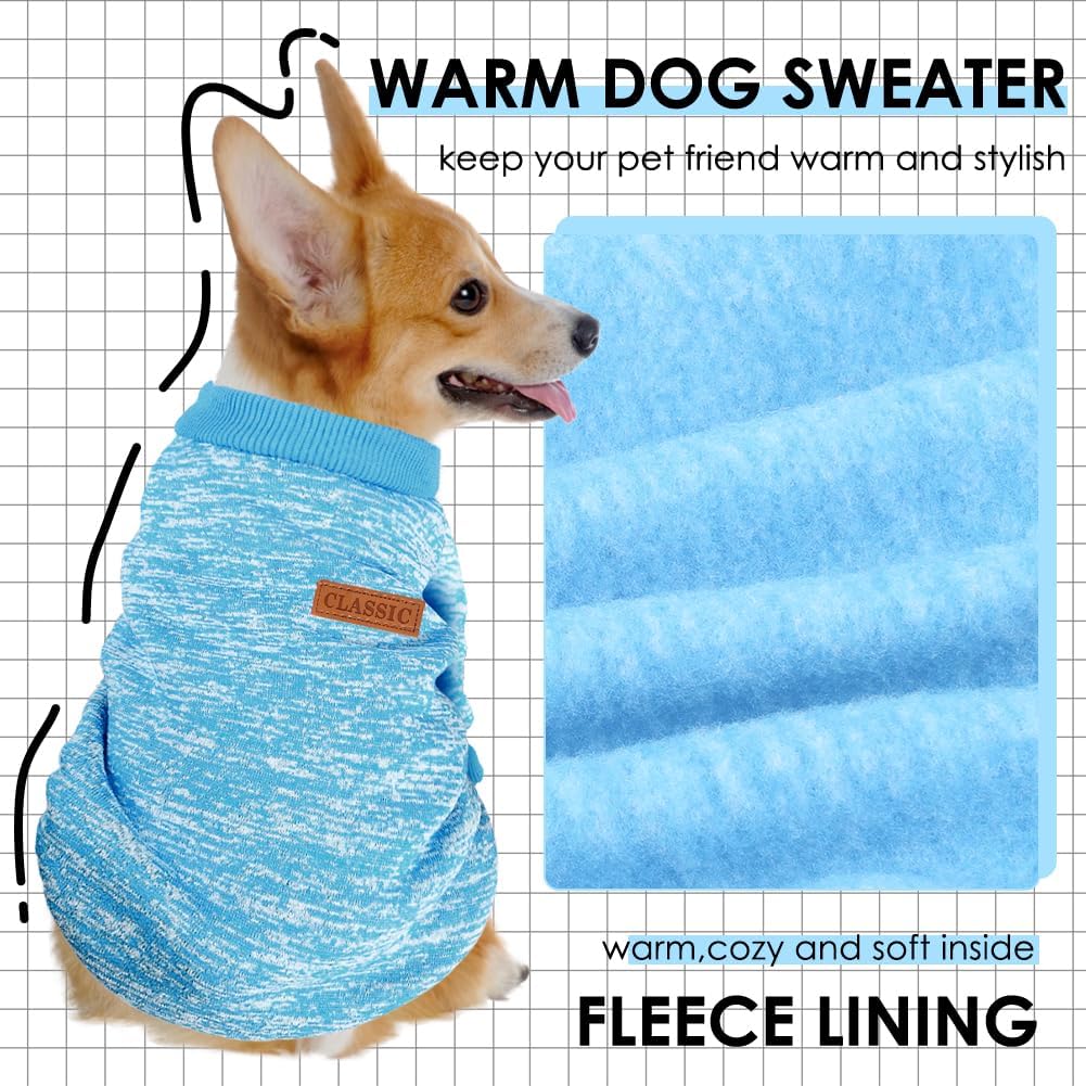3 Pack Dog Sweaters for Small Dogs Girl Boy Winter Fleece Clothes Warm Soft Dog Sweatshirt Outfit for Dogs Cats Pet Apparel - 2