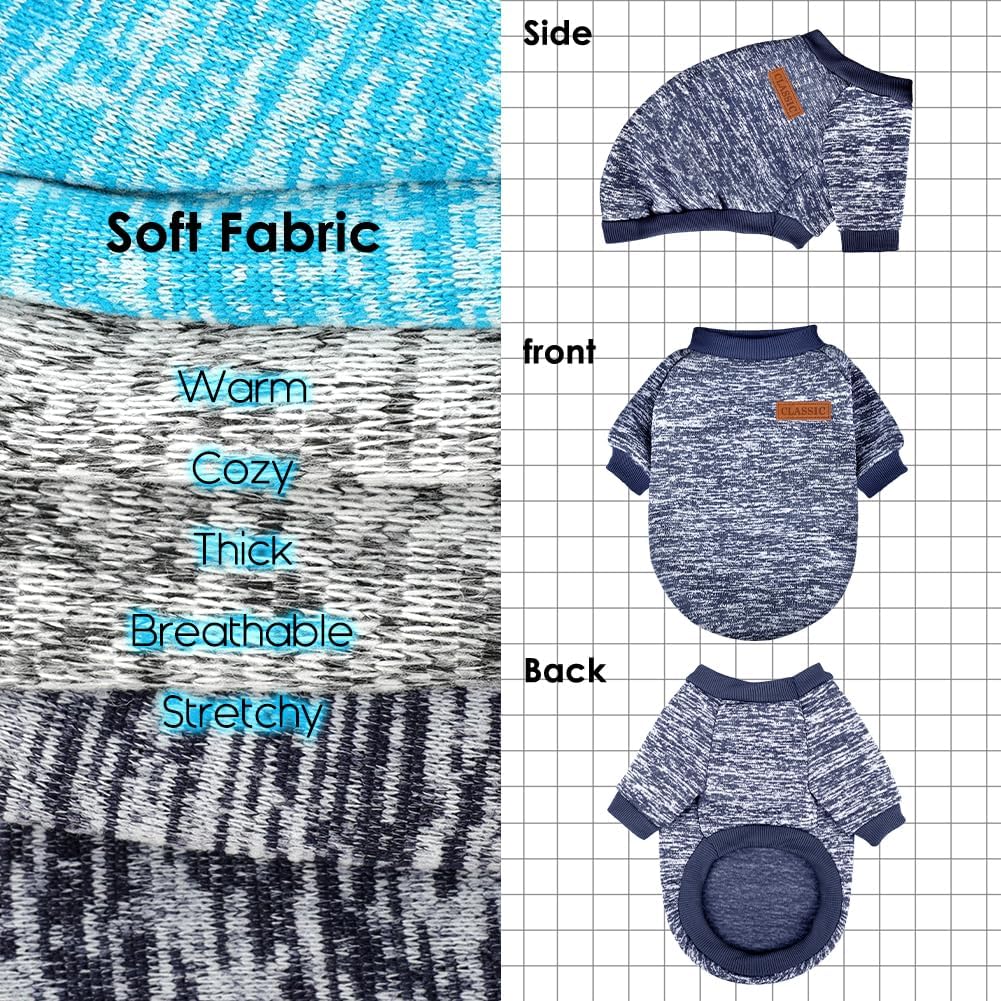 3 Pack Dog Sweaters for Small Dogs Girl Boy Winter Fleece Clothes Warm Soft Dog Sweatshirt Outfit for Dogs Cats Pet Apparel - 3