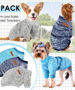 3 Pack Dog Sweaters for Small Dogs Girl Boy Winter Fleece Clothes Warm Soft Dog Sweatshirt Outfit for Dogs Cats Pet Apparel - 6