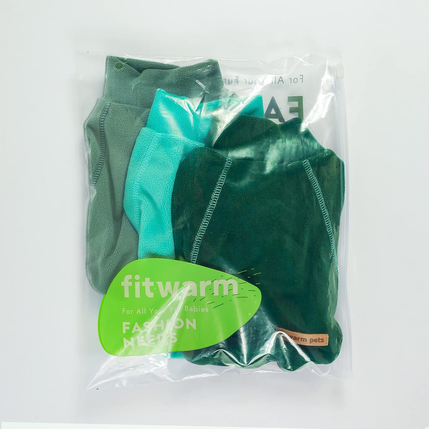 Fitwarm 3 Pack Fleece Sweater, Turtleneck Sweatshirt, Winter Clothes for Small Dogs & Cats, Pet Pullover Jumper, Cat Apparel, Dark Green, Teal Green, Olive Green, XS - 9