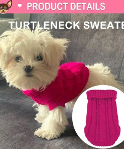 Kallfir's cutie XXS Dog Sweater, 2 Pieces Turtleneck Knitted Chihuahua Sweater Yorkie Teacup Dog Clothes Small Dogs Girl Winter Warm Sweaters Pet Cat Sweater Cold Weather - 2