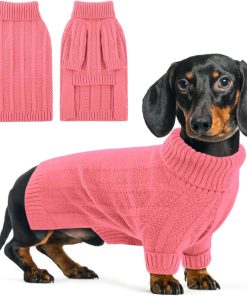 Queenmore XSmall Dog Sweater - Soft Knitted Turtleneck Pullover for Dogs, Chihuahua (Pink, XS) - 1