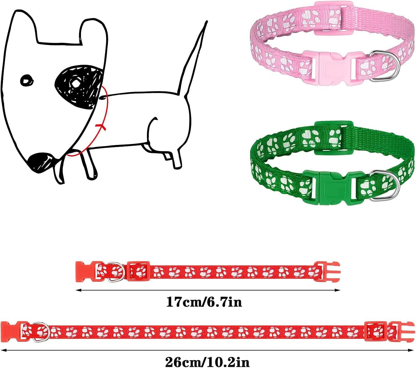 Chenkaiyang 12 Pack Puppy Collars for Litter, Adjustable Puppy ID Collars Soft Nylon Whelping Collars for Newborn Litter Pets - 2