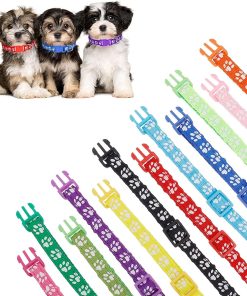 Chenkaiyang 12 Pack Puppy Collars for Litter, Adjustable Puppy ID Collars Soft Nylon Whelping Collars for Newborn Litter Pets - 5