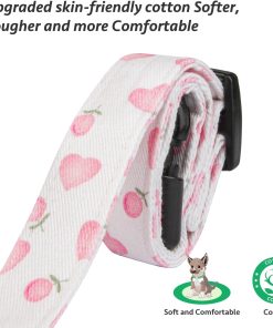 Cotton Handmade Dog Collar Cute and Distinctive Patterns White and Pink Love Heart with Pendant for Girl Boy Dogs Collars S - 4
