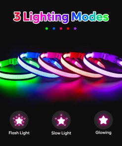LED Dog Collar, Light Up Dog Collar USB Rechargeable, Brightest Dog Lights for Night Walking, Adjustable Dog Collar Light for Dog Safety(Small, Neon Green) - 3