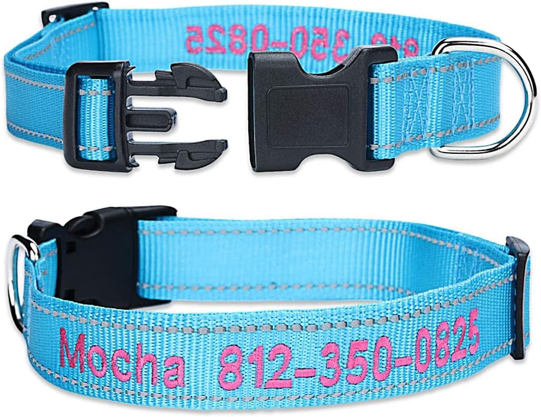 Personalized Dog Collar, Custom Embroidered Pet Name and Phone Number 4 Adjustable Sizes X-Small Small Medium Large Quick Release Buckle and D-Ring - 3