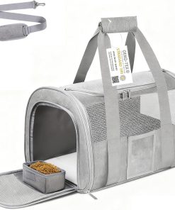 Cat Carrier Pet Dog Carrier Airline Approved for Puppy Kitten Carriers Under 15lb, Collapsible Soft Sided TSA Approved Travel Carrier-Grey - 7