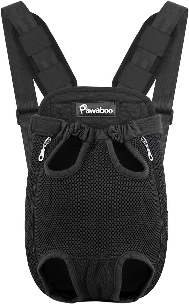 Pawaboo Pet Carrier Backpack, Adjustable Pet Front Cat Dog Carrier Backpack Travel Bag, Legs Out, Easy-Fit for Traveling Hiking Camping for Small Medium Dogs Cats Puppies, Small, Black - 1