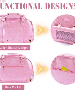 PetsHome Dog Carrier Purse, Pet Carrier, Bling Waterproof Premium Leather Pet Travel Portable Bag Carrier for Cat and Small Dog Home & Outdoor Small Bling Pink - 5