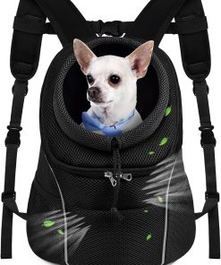 WOYYHO Pet Dog Carrier Backpack Small Dog Front Backpack Ventilated Dog Carrier Back Pack with Storage Pockets, Adjustable Straps & Safety Belt for Travel Hiking Outdoor - 1