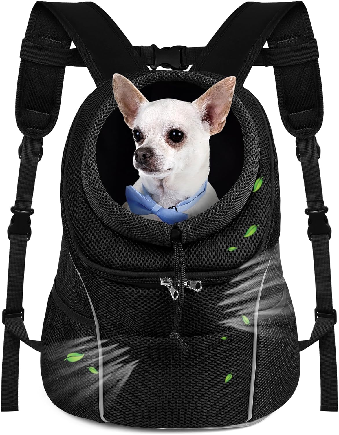 WOYYHO Pet Dog Carrier Backpack Small Dog Front Backpack Ventilated Dog Carrier Back Pack with Storage Pockets, Adjustable Straps & Safety Belt for Travel Hiking Outdoor - 1