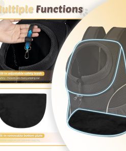 WOYYHO Pet Dog Carrier Backpack Small Dog Front Backpack Ventilated Dog Carrier Back Pack with Storage Pockets, Adjustable Straps & Safety Belt for Travel Hiking Outdoor - 2