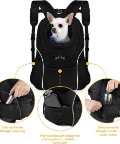 WOYYHO Pet Dog Carrier Backpack Small Dog Front Backpack Ventilated Dog Carrier Back Pack with Storage Pockets, Adjustable Straps & Safety Belt for Travel Hiking Outdoor - 4