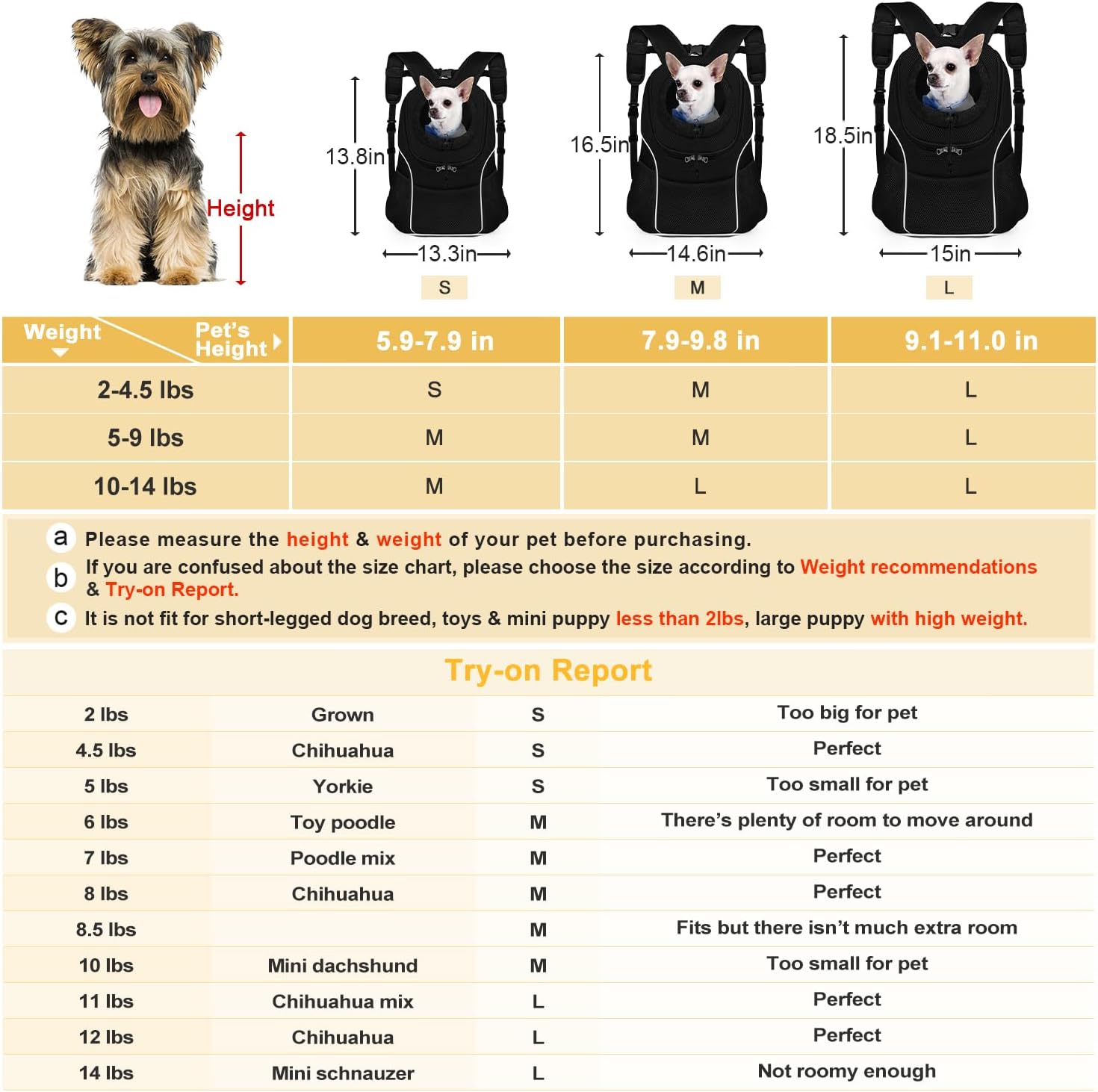 WOYYHO Pet Dog Carrier Backpack Small Dog Front Backpack Ventilated Dog Carrier Back Pack with Storage Pockets, Adjustable Straps & Safety Belt for Travel Hiking Outdoor - 5