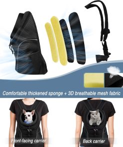WOYYHO Pet Dog Carrier Backpack Small Dog Front Backpack Ventilated Dog Carrier Back Pack with Storage Pockets, Adjustable Straps & Safety Belt for Travel Hiking Outdoor - 6