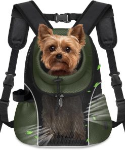 WOYYHO Pet Dog Carrier Backpack Small Dog Front Backpack Ventilated Mesh Dog Travel Back Pack with Safety Belt for Travel Hiking Cycling Outdoor Adventures - 1