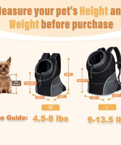 YUDODO Dog Front Carrier Backpack, Adjustable Breathable Pet Carrier for Small Dogs Cats, Ventilated Puppy Back Pack with Safety Belt, Lightweight Doggy Backpack for Hiking Outdoor - 2