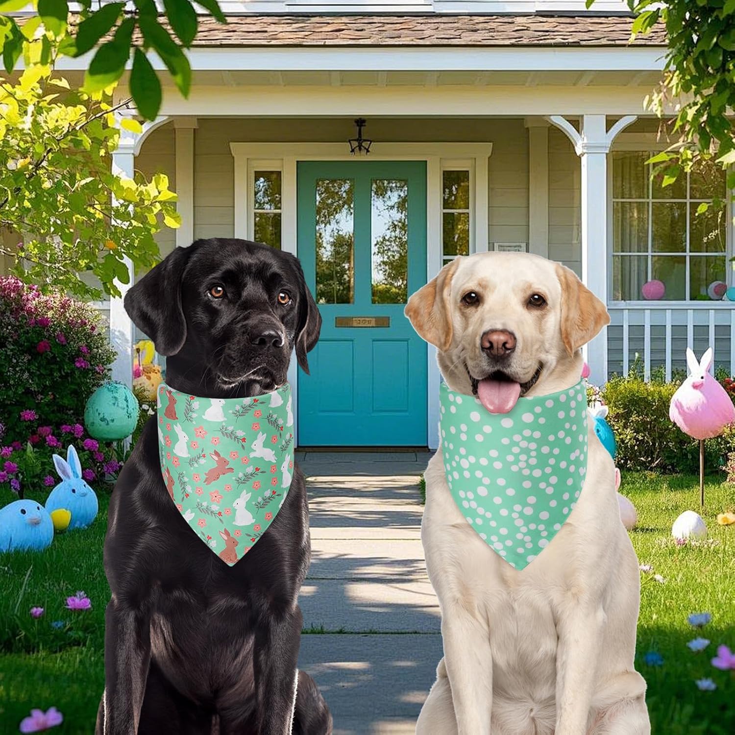 Easter Dog Bandanas Small 3PCS, 6 Pattern Colorful Scarf for Boy and Girl, Triangle Reversible Bibs Breed for Puppy Cats Pets - 6