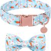 Easter Dog Collar With Bow Tie, Cotton Carrot Bowtie for Large Girl Boy Dog, Cute Bunny Pet Collar With Metal Buckle, Gift, XS - 1