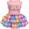Fitwarm Easter Blessing Dog Dress, Easter Outfit for Small Dogs Girl, Colorful Pet Clothes, Pink, Blue, Orange, White, XXS - 1