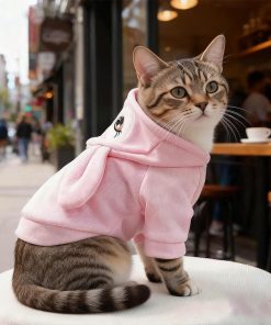 Pink Dog Sweater for Small Dogs Girl Boy Bunny Ears Puppy Hoodies Funny Dog Sweatshirt Coat Rabbit Outfit for Cats Pet Easter Costume for Pomeranian Chihuahua Yorkie (Pink, Small) - 2