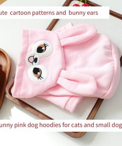 Pink Dog Sweater for Small Dogs Girl Boy Bunny Ears Puppy Hoodies Funny Dog Sweatshirt Coat Rabbit Outfit for Cats Pet Easter Costume for Pomeranian Chihuahua Yorkie (Pink, Small) - 4