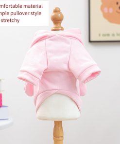 Pink Dog Sweater for Small Dogs Girl Boy Bunny Ears Puppy Hoodies Funny Dog Sweatshirt Coat Rabbit Outfit for Cats Pet Easter Costume for Pomeranian Chihuahua Yorkie (Pink, Small) - 5