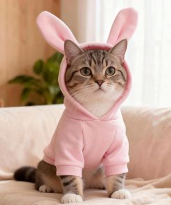 Pink Dog Sweater for Small Dogs Girl Boy Bunny Ears Puppy Hoodies Funny Dog Sweatshirt Coat Rabbit Outfit for Cats Pet Easter Costume for Pomeranian Chihuahua Yorkie (Pink, Small) - 6