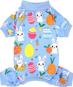 XPUDAC Easter Eggs Dog Pajamas Soft Lightweight Bunny Dog Clothes for Small Medium Dogs Pet Jumpsuit Outfit Cat Apparel-XS - 1